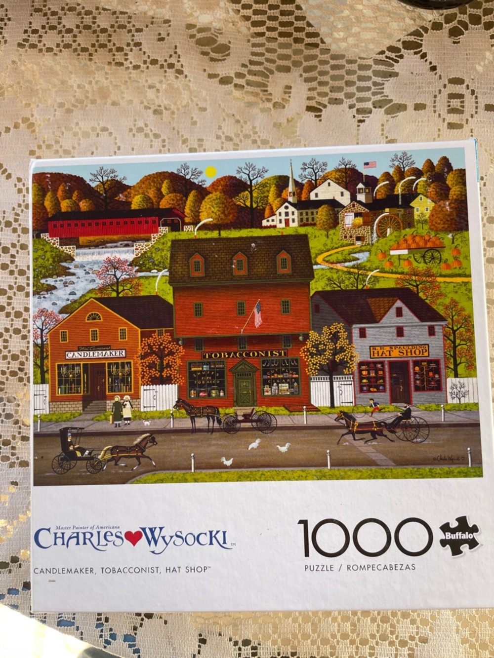 Charles Wysocki Candlemaker, Hat Shop 1000 piece puzzle complete with poster